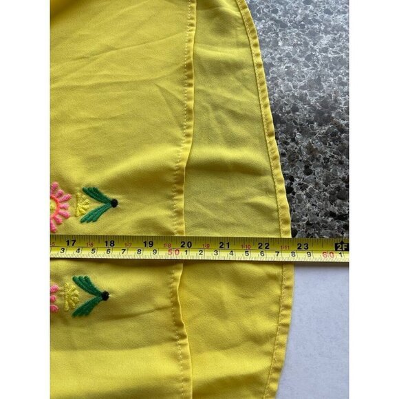 GIANNI BINI Floral Embroidered Blouse WOMEN'S SZ M YELLOW and PINK lightweight - Picture 11 of 14